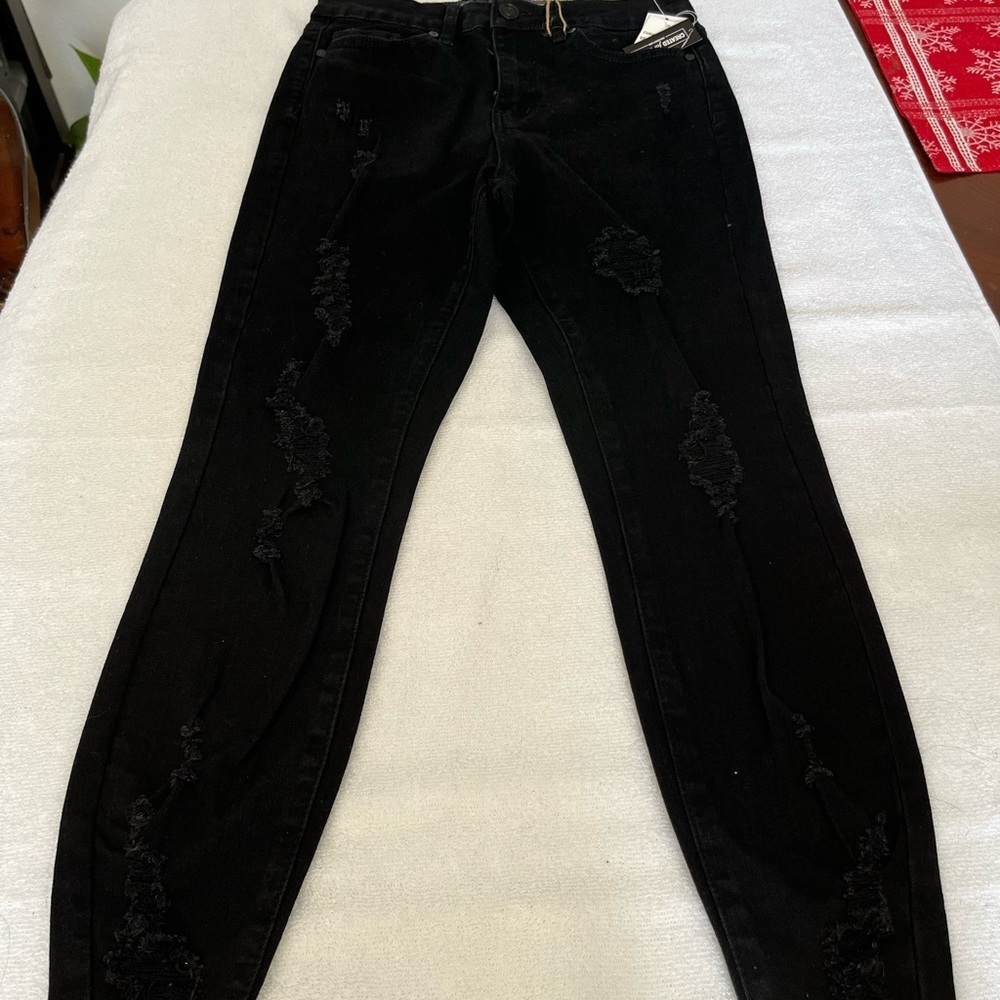 Women's Black Distressed Jeans indigo Rein